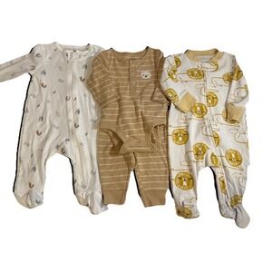 New Lot Of 3 Carters Baby Boys 3 Months Long Sleeve Fall & Animal Print Pajamas